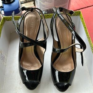 Black high heeled shoes